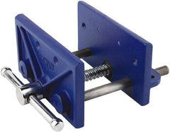 Irwin - 6-1/2" Jaw Width, 4-1/2" Jaw Opening, 2" Throat Depth, Woodworking Vise - Standard Spindle - Benchmark Tooling