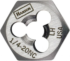 Irwin Hanson - 11/16-11 UNS Thread, 1-7/16" Hex, Left Hand Thread, Hex Rethreading Die - Carbon Steel, 3/4" Thick - Exact Industrial Supply