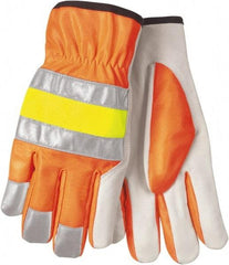 MCR Safety - Size XL Cowhide General Protection Work Gloves - For General Purpose, Uncoated, Slip-On Cuff, Hi-Vis Orange, Paired - Benchmark Tooling