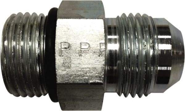 Parker - 3/8" Tube OD, 37° Stainless Steel Flared Tube Straight Thread Connector - 3/4 UNF, Flare x SAE-ORB Ends - Benchmark Tooling