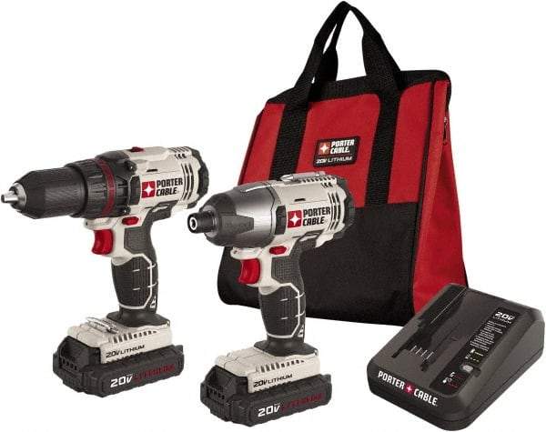 Porter-Cable - 20 Volt Cordless Tool Combination Kit - Includes 1/2" Drill/Driver & 1/4" Impact Driver, Lithium-Ion Battery Included - Benchmark Tooling