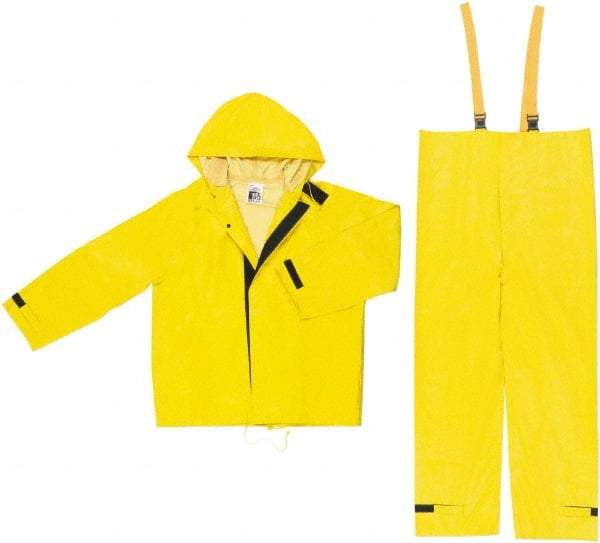 MCR Safety - Size XL, Yellow, Rain Two Piece Suit - Attached Hood, Take Up Snaps Ankle, Take Up Snaps Wrist - Benchmark Tooling