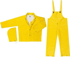 MCR Safety - Size XL, Yellow, Rain Two Piece Suit - Detachable Hood, Take Up Snaps Ankle, Take Up Snaps Wrist - Benchmark Tooling