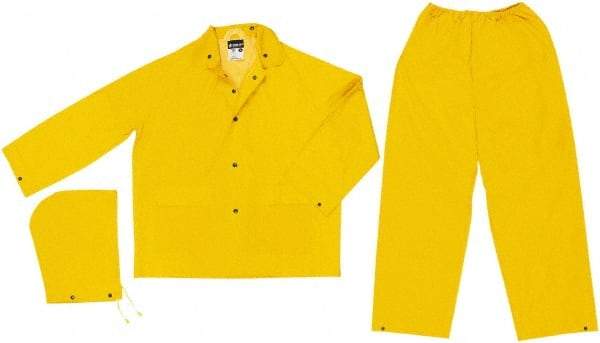 MCR Safety - Size 3XL, Yellow, Rain, Disposable Encapsulated Suit - Detachable Hood, Take Up Snaps Ankle, Take Up Snaps Wrist - Benchmark Tooling