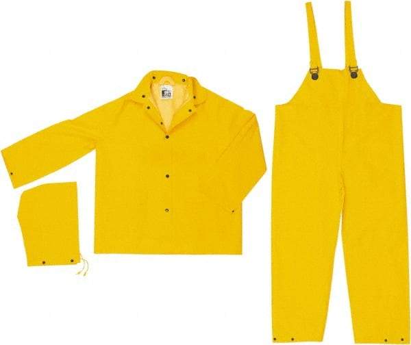 MCR Safety - Size 4XL, Yellow, Rain, Disposable Encapsulated Suit - Detachable Hood, Take Up Snaps Ankle, Take Up Snaps Wrist - Benchmark Tooling