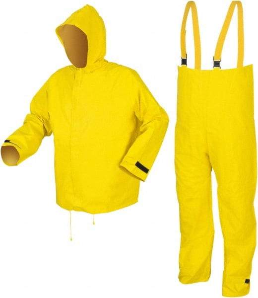 MCR Safety - Size 2XL, Yellow, Rain, Disposable Encapsulated Suit - Attached Hood, Take Up Snaps Ankle, Take Up Snaps Wrist - Benchmark Tooling