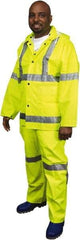 MCR Safety - Size S, High Visibility Lime, Rain, Disposable Encapsulated Suit - Detachable Hood, Take Up Snaps Ankle, Take Up Snaps Wrist - Benchmark Tooling
