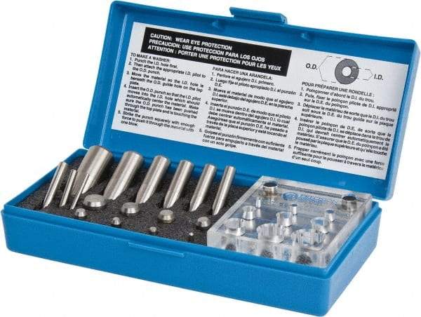 Precision Brand - 1/8 to 3/4 Inch Diameter Shim Punch and Die Set - 1/8, 3/16, 1/4, 5/16, 3/8, 7/16, 1/2, 5/8 and 3/4 Inch Diameter, 9 Piece - Benchmark Tooling