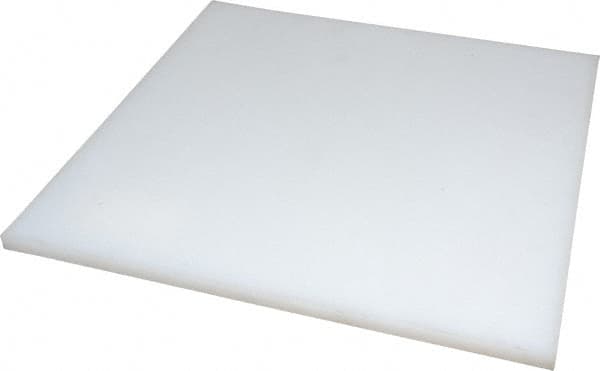 Made in USA - 3/8" Thick x 12" Wide x 1' Long, Polyethylene (UHMW) Sheet - White, ±0.20% Tolerance - Benchmark Tooling