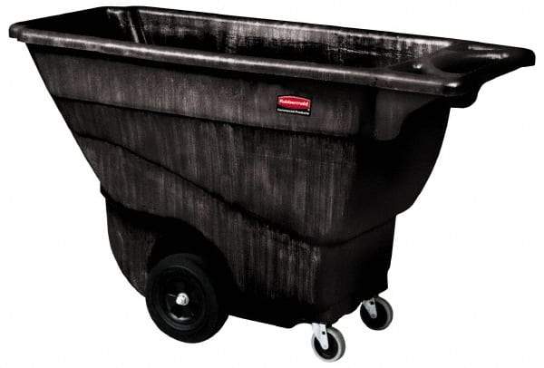 Rubbermaid - 450 Lb Load Capacity, 1/2 Cu Yd, Polyethylene Tilt Truck - 26-7/8" Wide x 57-3/8" Long x 33-7/8" High, Black - Benchmark Tooling