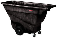 Rubbermaid - 450 Lb Load Capacity, 1/2 Cu Yd, Polyethylene Tilt Truck - 26-7/8" Wide x 57-3/8" Long x 33-7/8" High, Black - Benchmark Tooling