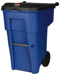 Rubbermaid - 65 Gal Blue Rectangle Trash Can - Polyethylene, 41.8" High x 32.3" Long x 25.3" Wide - Benchmark Tooling