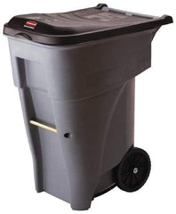 Rubbermaid - 65 Gal Gray Rectangle Trash Can - Polyethylene, 41.8" High x 32.3" Long x 25.3" Wide - Benchmark Tooling