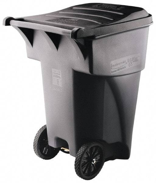 Rubbermaid - 95 Gal Gray Rectangle Trash Can - Polyethylene, 45.6" High x 35.4" Long x 27.3" Wide - Benchmark Tooling