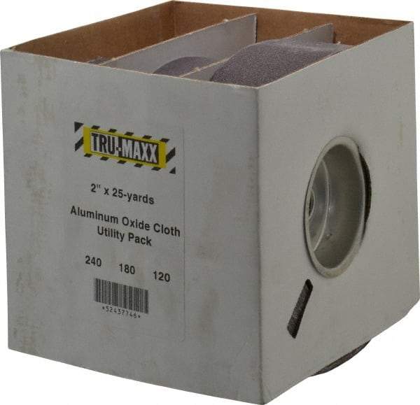 Tru-Maxx - 25 Yards x 2" 3 Piece Roll Kit - 120, 180 & 240 Grit, & Fine & Very Fine Grades - Benchmark Tooling