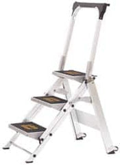 Little Giant Ladder - 3 Steps, 2-1/4' High, Type IA Rating, Aluminum Step Ladder - 300 Lb Capacity, 21-3/4" Base Width - Benchmark Tooling