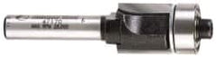 Amana Tool - 1/2" Cut Diam, 1/2" Length of Cut, 2 Flute Flush Trim Edge Profile Router Bit - Carbide-Tipped, 1/4" Shank Diam, 1-31/32" OAL, Uncoated - Benchmark Tooling