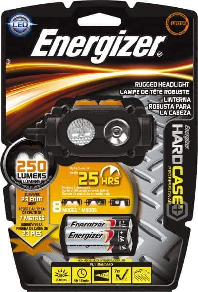 Energizer - 2 Red, Green, White LED Bulb, 160 Lumens, Hands-free Flashlight - Black, Gray Plastic Body, 3 AA Alkaline Batteries Included - Benchmark Tooling