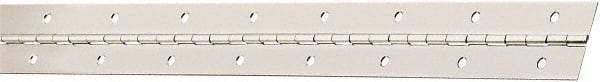 National Mfg. - 30" Long x 1-1/2" Wide, Steel Satin Nickel Coating Continuous Hinge - 0.042" Thick with Holes - Benchmark Tooling