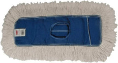 Rubbermaid - 24" Long x 5" Wide Cotton/Synthetic Dust Mop Head - Envelope Connection, Blue, Cut-End Head, Launderable - Benchmark Tooling