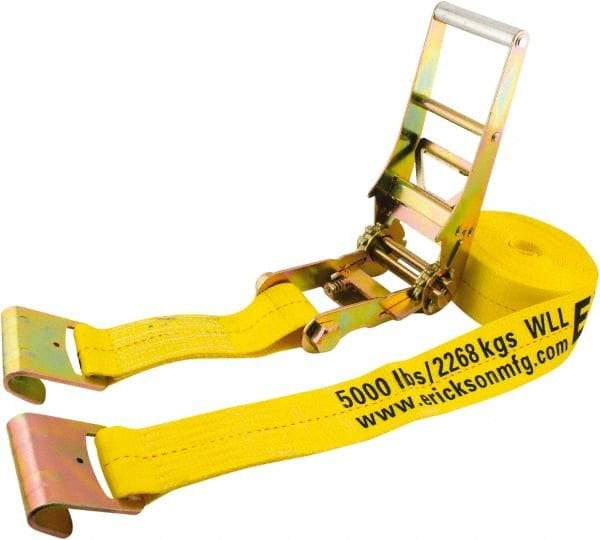 Erickson Manufacturing - 30' Long x 3" Wide, 15,000 Lb Basket Capacity, Polyester & Steel Web Sling - Yellow - Benchmark Tooling