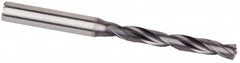 Kennametal - #12 Spiral Flute Solid Carbide Screw Machine Drill Bit - Multilayer TiAlN Finish, Right Hand Cut, 28mm Flute Length, 66mm OAL, Standard Point, Straight Shank, Through Coolant - Benchmark Tooling