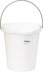 Vikan - 3 Gal, Polypropylene Round White Single Pail with Pour Spout - Handle Included - Benchmark Tooling