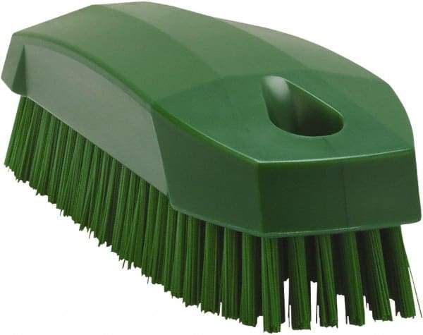 Vikan - 0.7" Bristle Length, Polyester Scrub Brush - 1-1/2" Wide Head, 4-1/2" OAL, Green, Polypropylene Block - Benchmark Tooling