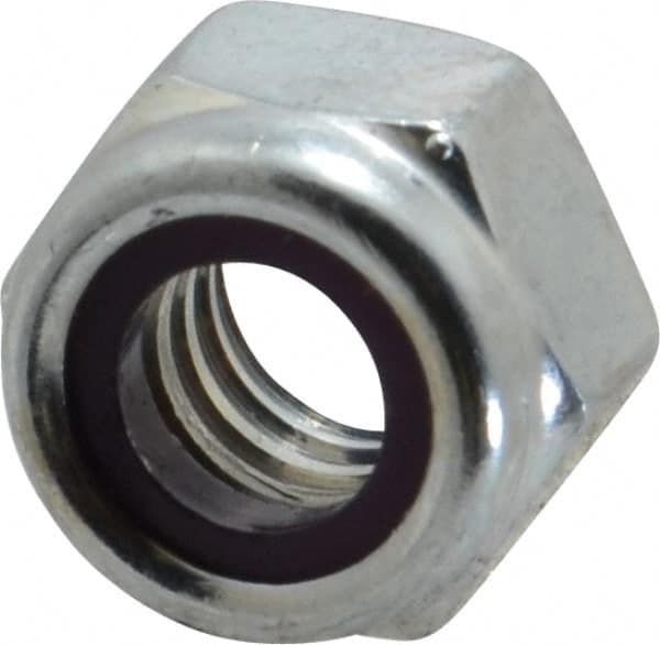 Value Collection - 5/16-18 UNC Grade B Hex Lock Nut with Nylon Insert - 1/2" Width Across Flats, 11/32" High, Zinc-Plated Finish - Benchmark Tooling