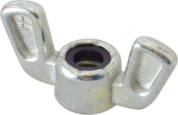 Value Collection - 1/4-20 UNC, Zinc Plated, Zinc Alloy Nylon-Insert Locking Wing Nut - Grade 2, 1-1/4" Wing Span, 19/32" Wing Span - Benchmark Tooling