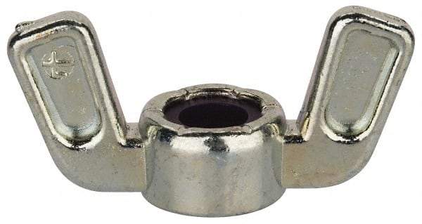 Value Collection - 5/16-18 UNC, Zinc Plated, Zinc Alloy Nylon-Insert Locking Wing Nut - Grade 2, 1-1/2" Wing Span, 0.718" Wing Span - Benchmark Tooling