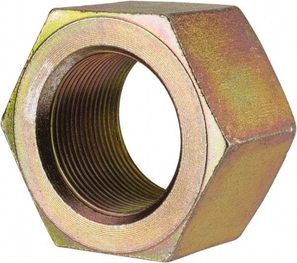 Value Collection - 1-3/4 - 12 UN Steel Right Hand Hex Nut - 2-3/4" Across Flats, 1-1/2" High, Zinc Yellow Dichromate Finish - Benchmark Tooling