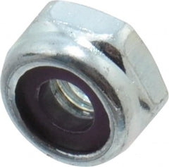 Value Collection - #10-32 UNF Grade 2 Hex Lock Nut with Nylon Insert - 3/8" Width Across Flats, 3/16" High, Zinc-Plated Finish - Benchmark Tooling