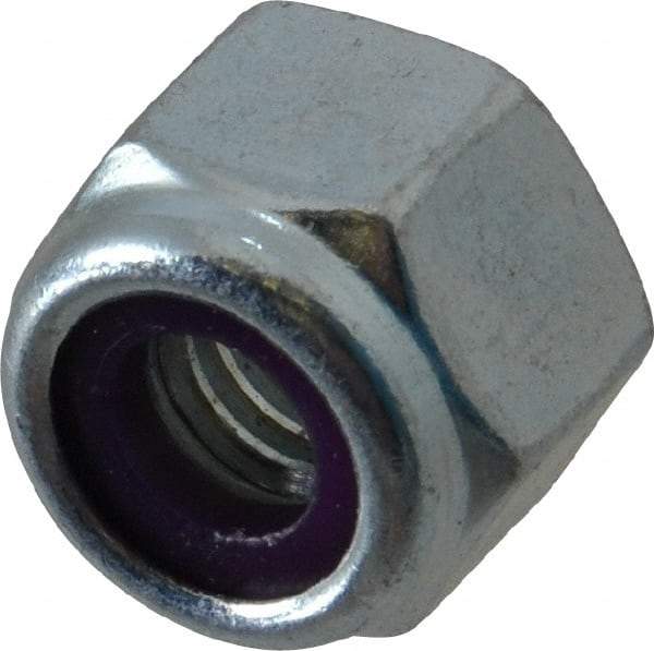 Value Collection - 3/8-16 UNC Grade 2 Heavy Hex Lock Nut with Nylon Insert - 39/64" Width Across Flats, 35/64" High, Zinc-Plated Finish - Benchmark Tooling