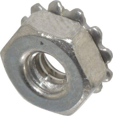 Value Collection - #4-40, 0.109" High, Uncoated, Stainless Steel Hex Nut with External Tooth Washer - 9/32" Washer Diam, 1/4" Width Across Flats, Grade 18-8 - Benchmark Tooling