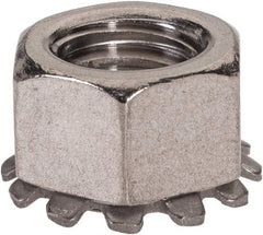 Value Collection - 3/8-16, 0.391" High, Uncoated, Stainless Steel Hex Nut with External Tooth Washer - 21/32" Washer Diam, 9/16" Width Across Flats, Grade 18-8 - Benchmark Tooling