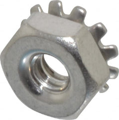 Value Collection - #6-32, 0.14" High, Uncoated, Stainless Steel Hex Nut with External Tooth Washer - 11/32" Washer Diam, 5/16" Width Across Flats, Grade 18-8 - Benchmark Tooling