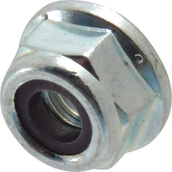 Value Collection - 1/4-20 UNC Grade 2 Hex Flange Lock Nut with Nylon Insert - 7/16" Width Across Flats, 5/16" High, Zinc-Plated Finish - Benchmark Tooling