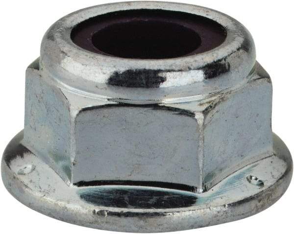 Value Collection - 5/16-18 UNC Grade 2 Hex Flange Lock Nut with Nylon Insert - 1/2" Width Across Flats, 3/8" High, Zinc-Plated Finish - Benchmark Tooling