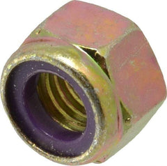 Value Collection - 9/16-12 UNC Grade 8 Hex Lock Nut with Nylon Insert - 7/8" Width Across Flats, 41/64" High, Zinc Yellow Dichromate Finish - Benchmark Tooling