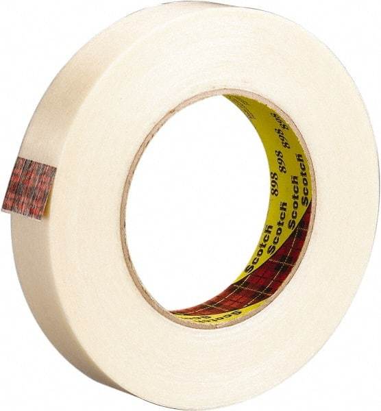 3M - 12mm x 330m Clear Rubber Adhesive Strapping Tape - Polypropylene Film Backing, 6.6 mil Thick, 380 Lb Tensile Strength, Series 898 - Benchmark Tooling