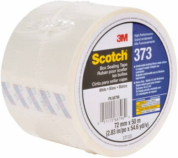 3M - 72mm x 50m White Sealing Tape - 2.5 mil Thick, 30 Lb Tensile Strength, Series 373 - Benchmark Tooling