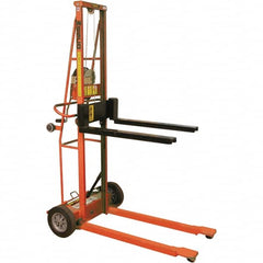 Wesco Industrial Products - 750 Lb Capacity, 62" Lift Height, Adjustable Forks Option for Triple Truck Manually Operated Lift - Benchmark Tooling