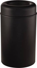 Rubbermaid - 30 Gal Black Round Decorative Waste Receptacle With Top - Steel, 876mm High - Benchmark Tooling