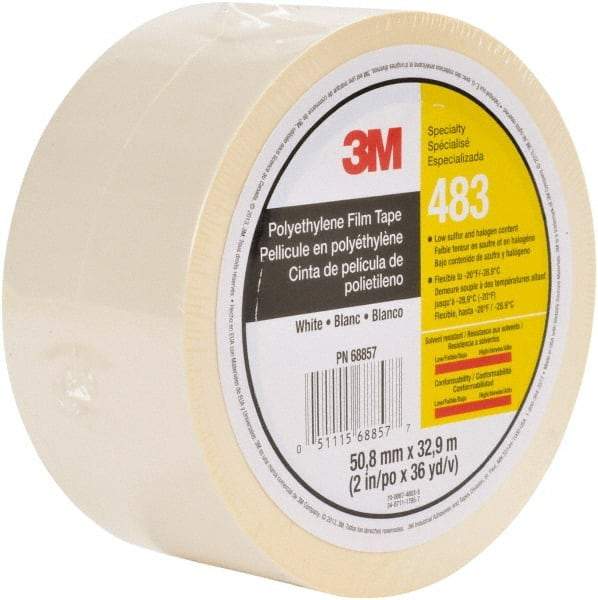 3M - 36 Yds. x 2", White Polyethylene Film Tape - 483 Series, 5 mil Thick, 10 Lb./Inch Tensile Strength - Benchmark Tooling