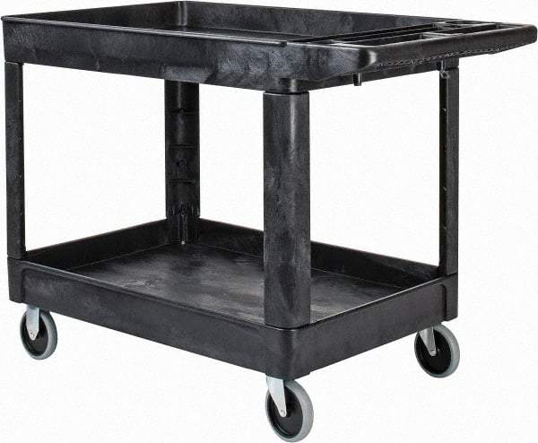Rubbermaid - 500 Lb Capacity, 25-7/8" Wide x 45-1/4" Long x 33-1/4" High Standard Utility Cart - 2 Shelf, Plastic - Benchmark Tooling