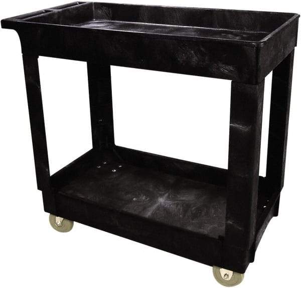 Rubbermaid - 500 Lb Capacity, 16" Wide x 34" Long x 31-1/4" High Standard Utility Cart - 2 Shelf, Plastic - Benchmark Tooling