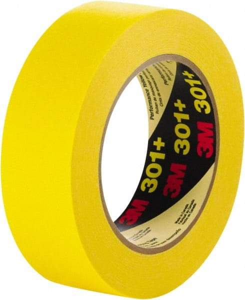 3M - 96mm Wide x 60 Yd Long Yellow Paper Masking Tape - Series 301+, 6.3 mil Thick, 22 In/Lb Tensile Strength - Benchmark Tooling