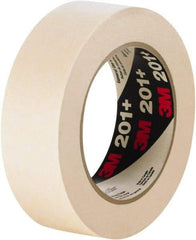 3M - 72mm Wide x 60 Yd Long Tan Paper Masking Tape - Series 201+, 4.4 mil Thick, 19 In/Lb Tensile Strength - Benchmark Tooling