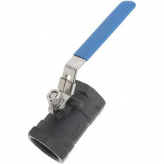 Value Collection - 1-1/2" Pipe, Carbon Steel Standard Ball Valve - 1 Piece, NPT Ends, Lever Handle, 2,000 WSP - Benchmark Tooling